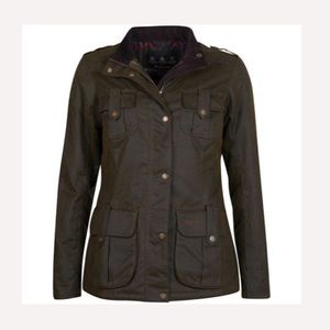 BARBOUR WAX DEFENCE JACKET IN OLIVE GREEN ASO ROYAL